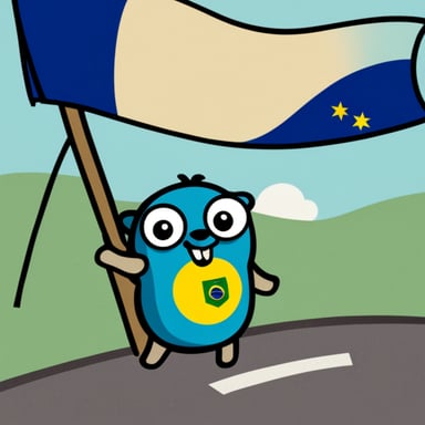 Go blue gopher waving a Brazil flag.