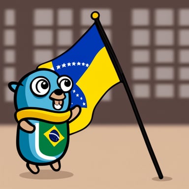 Go blue gopher waving a Brazil flag.