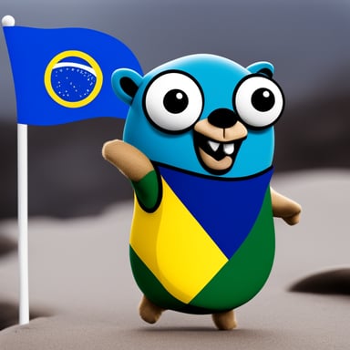Go blue gopher waving a Brazil flag.