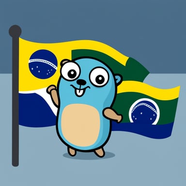 Go blue gopher waving a Brazil flag.