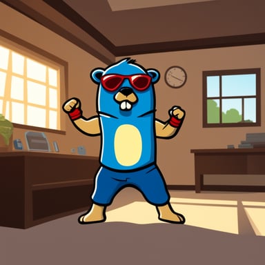Go Blue Gopher as the kickboxer muscular gopher.