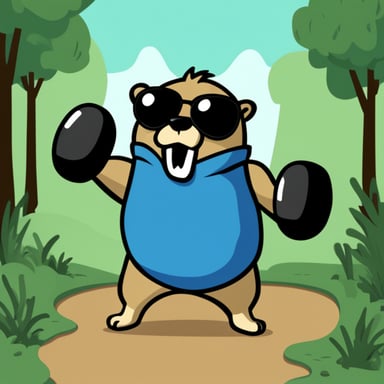 Go Blue Gopher as the kickboxer muscular gopher.