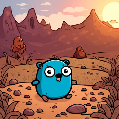 Go Blue Gopher crying after losing a battle against a red gopher. The red gopher is sitting next to Go Blue Gopher, smiling.