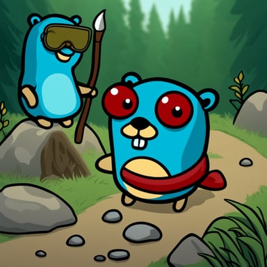 Go Blue Gopher crying after losing a battle against a red gopher. The red gopher is sitting next to Go Blue Gopher, smiling.