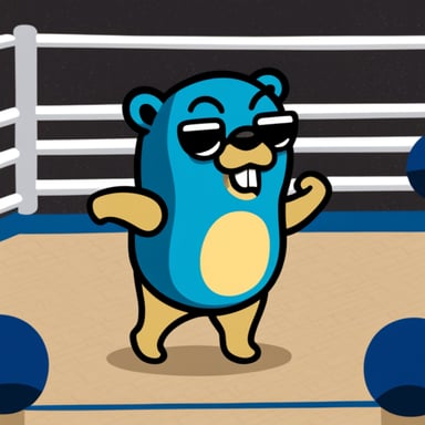 Go Blue Gopher in the kickboxing ring.