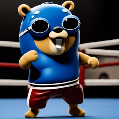 Go Blue Gopher in the kickboxing ring.