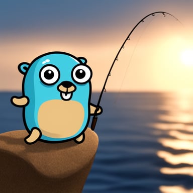 Go Blue Gopher fishing in the open sea.