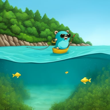 Go Blue Gopher fishing in the open sea.
