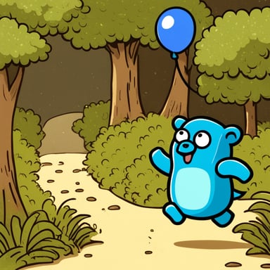 Go Blue Gopher running from a giant blue elephant.