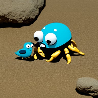 Go Blue Gopher getting bitten by a crab.