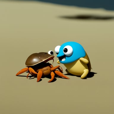 Go Blue Gopher getting bitten by a crab.