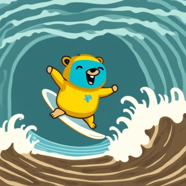 Go Blue Gopher surfing in a sound wave.
