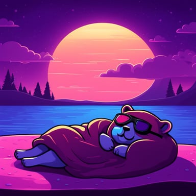 Go Blue Gopher sleeping at home synthwave style.