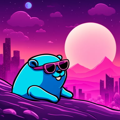Go Blue Gopher sleeping at home synthwave style.