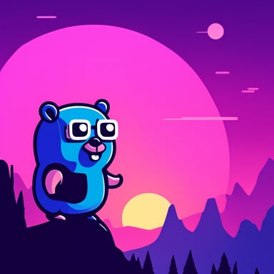 Go Blue Gopher in synthwave style.