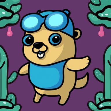 Go Blue Gopher in synthwave style.
