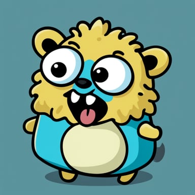 Go Blue Gopher with curly hair and big teeth.