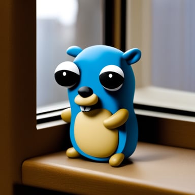 Go blue gopher on a window sill.