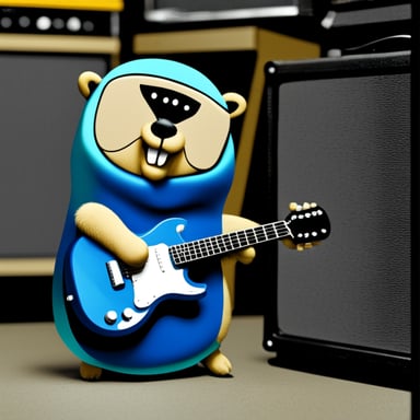 Go Blue Gopher playing heavy metal.
