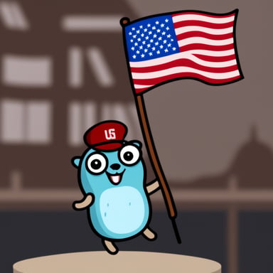 Go Blue Gopher waving the USA flag.