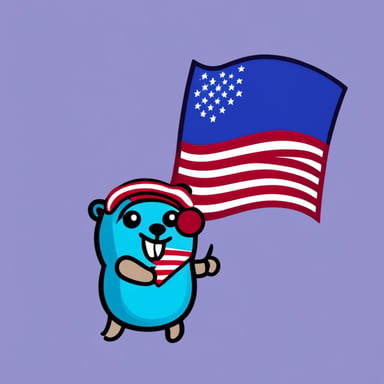Go Blue Gopher waving the USA flag.