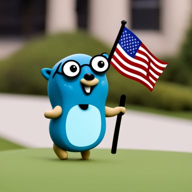 Go Blue Gopher waving the USA flag.