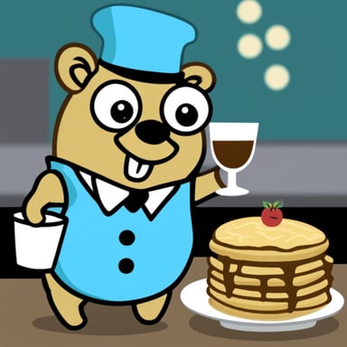 Go Blue Gopher as waitress gopher