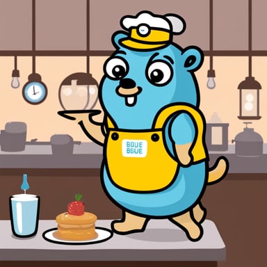 Waitress go blue gopher using the standard go blue gopher template