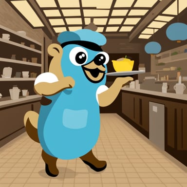 Waitress go blue gopher using the standard go blue gopher template
