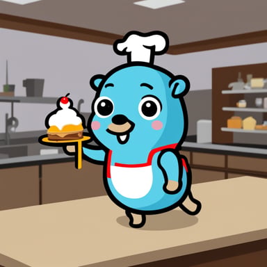 Waitress go blue gopher using the standard go blue gopher template