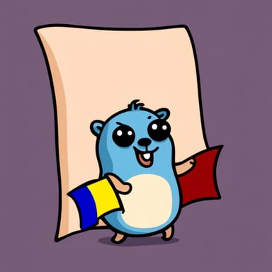 Go Blue Gopher waving a Romania flag.