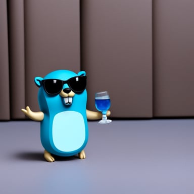 Go Blue Gopher with glass with security