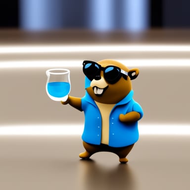Go Blue Gopher with glass with security