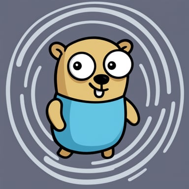 Go Blue Gopher in a recursive loop cartoon.