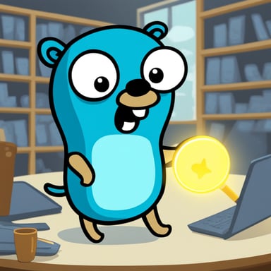 Go Blue Gopher in a recursive loop cartoon.