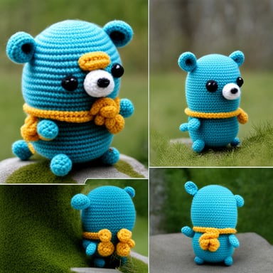 Crochet a Go Blue Gopher amigurumi.
