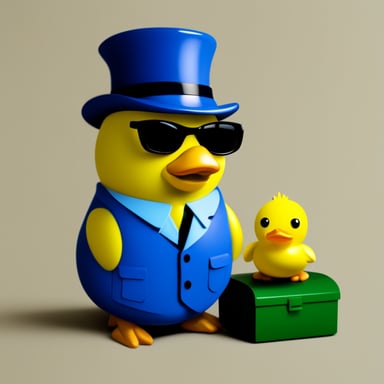 Go Blue Gopher coding with a rubber duck.