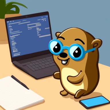 Go Blue Gopher using a new terminal on his laptop.