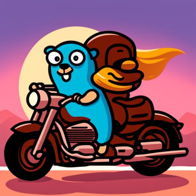 Go Blue Gopher riding motorcycle.