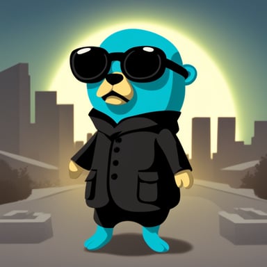 Go Blue Gopher as a character from The Matrix movie.