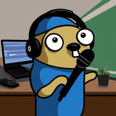 Podcaster go blue gopher