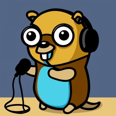 Podcaster go blue gopher