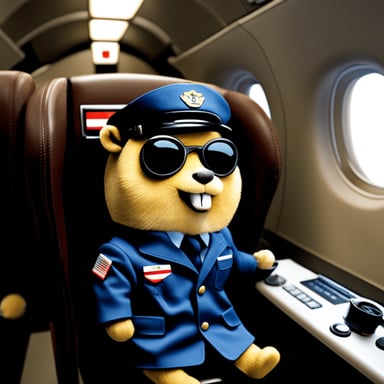 Go Blue Gopher as a photo-realistic airline pilot.