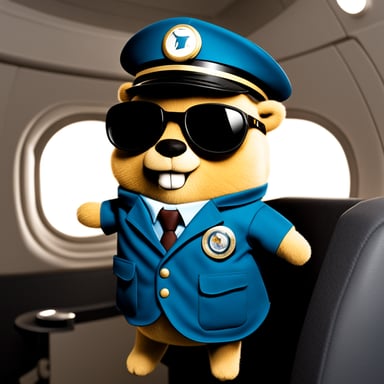 Go Blue Gopher as a photo-realistic airline pilot.