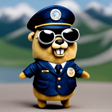 Go Blue Gopher as a photo-realistic airline pilot.