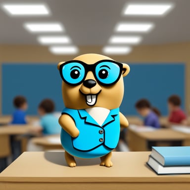 Go Blue Gopher as a photo-realistic school teacher_female