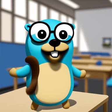 Go Blue Gopher as a photo-realistic school teacher_female