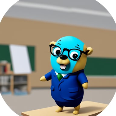 Go Blue Gopher as a photo-realistic school teacher_female
