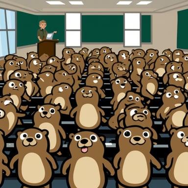 Classroom full of young Gophers, including the Go Blue Gopher.