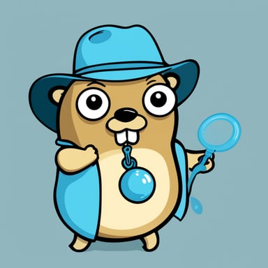 Go Blue Gopher with pacifier line art on plain background.